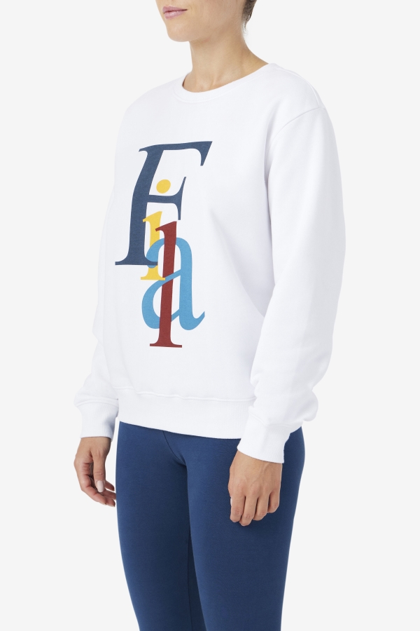 White-Ocean-Yellow Fila Araceli Crewneck