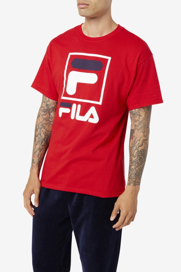 Red-White-Navy stacked tee shirt Fila