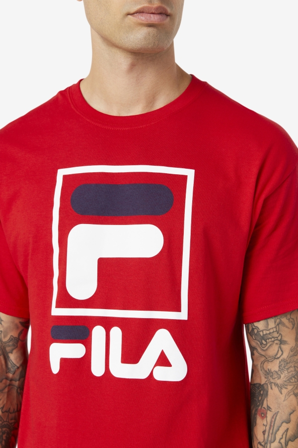 Red-White-Navy stacked tee shirt Fila