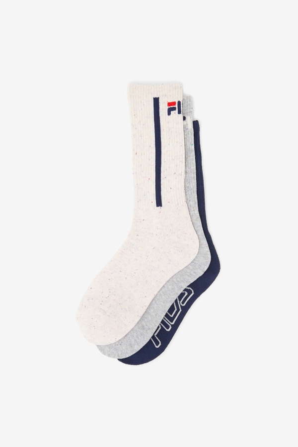 Women\'s Speckle Stripe Crew Sock 3-Pack Fila White