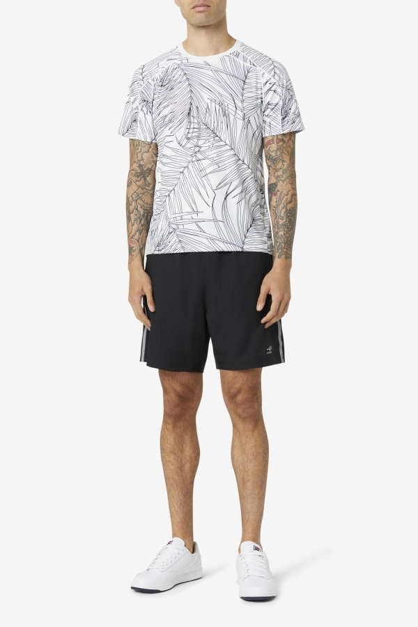 Pickleball Short Sleeve Crew Fila White Palm Print-White