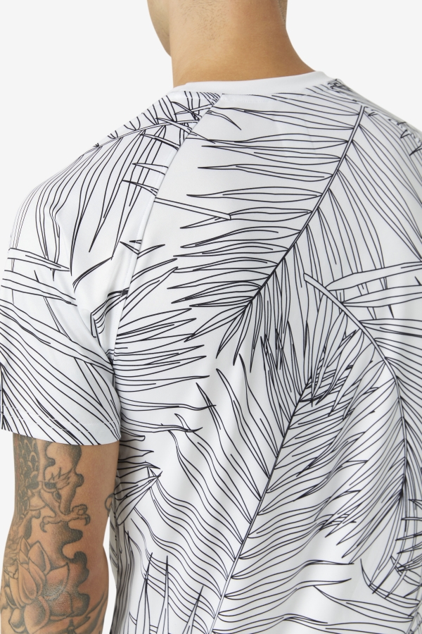 Pickleball Short Sleeve Crew Fila White Palm Print-White
