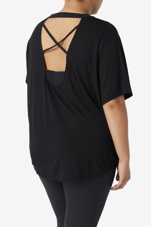 Black Fila Fi-Lux Short Sleeve Top