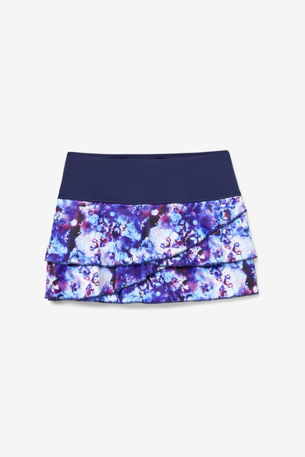 Fila Navy Print-Navy Pickleball Tiered Printed Skort