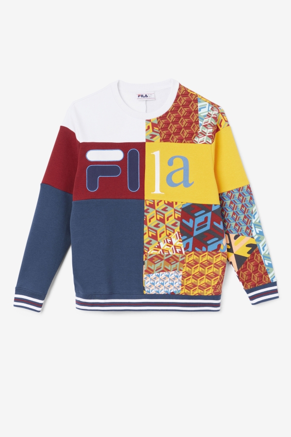 Fila Hansi Sweatshirt Ocean-Rhubarb-White