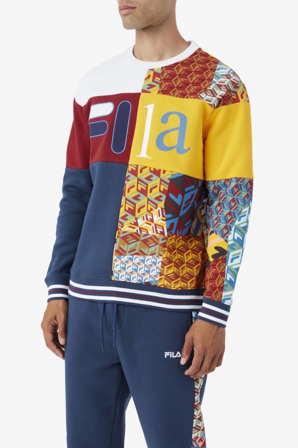 Fila Hansi Sweatshirt Ocean-Rhubarb-White