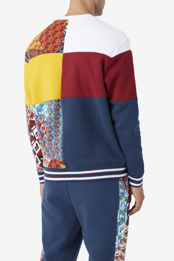 Fila Hansi Sweatshirt Ocean-Rhubarb-White
