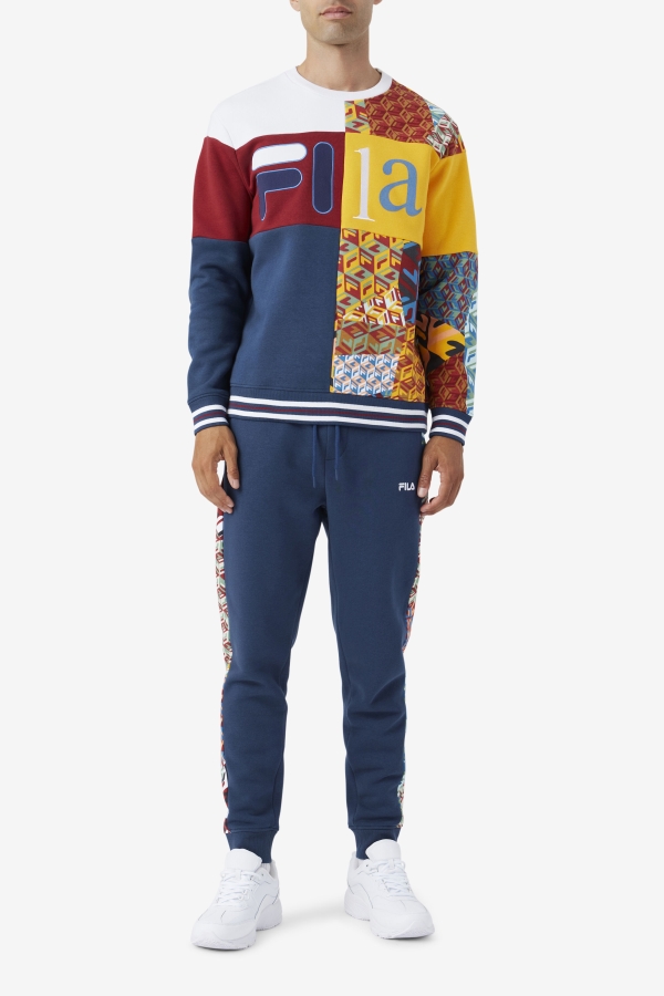 Fila Hansi Sweatshirt Ocean-Rhubarb-White