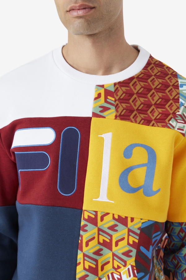 Fila Hansi Sweatshirt Ocean-Rhubarb-White