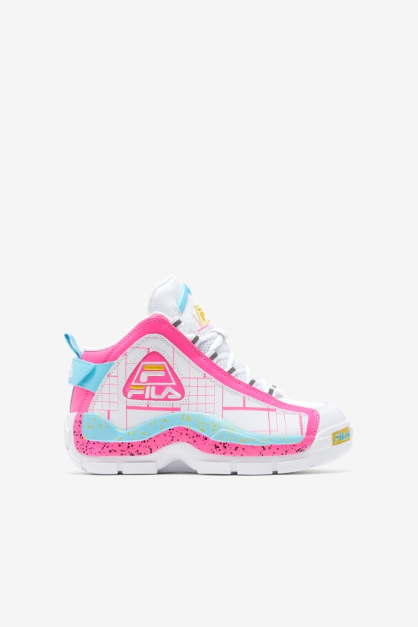 Big Kids' Grant Hill 2 Fila White-Pink-Bluefish