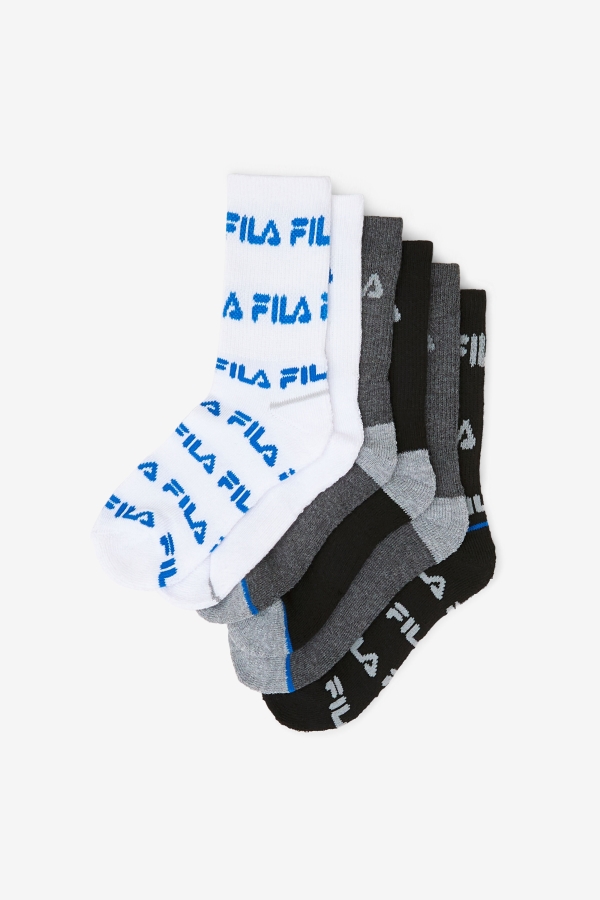 Kids\' Crew Sock 6-Pack Fila Black Multi
