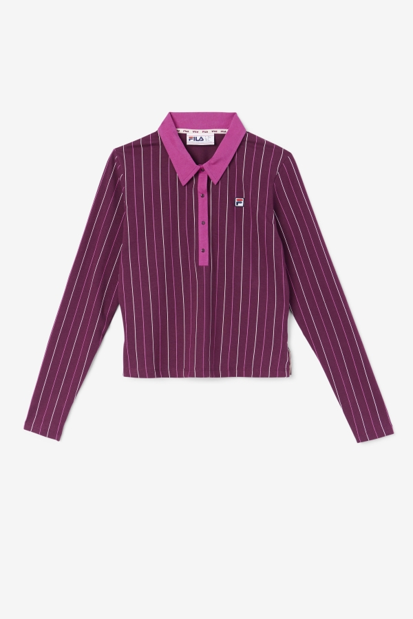 Fila Jada Long Sleeve Polo Grape Wine-Rouge-Potpourri