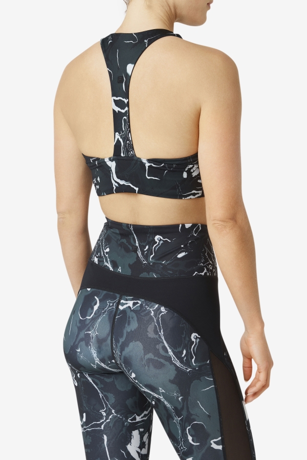 Fila Uplift T-Back Sports Bra Black Marble