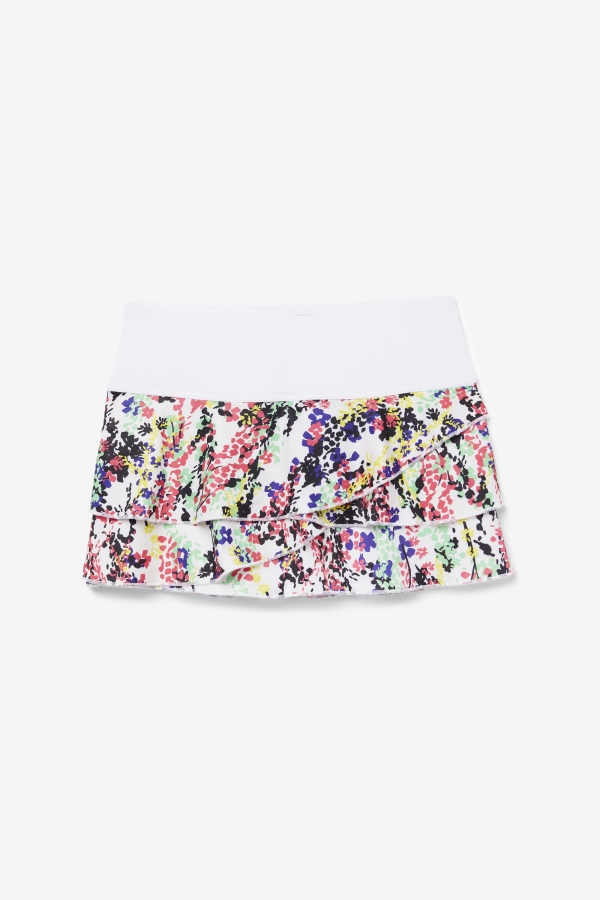 Fila Pickleball Tiered Printed Skort Multicolor Floral Print-White
