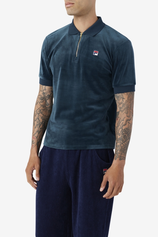 Teal Fila Devon Velour Polo