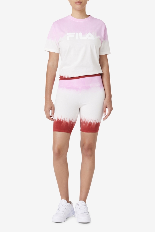 Taima Tie Dye Bike Short Fila Pirouette-White-Earth Red