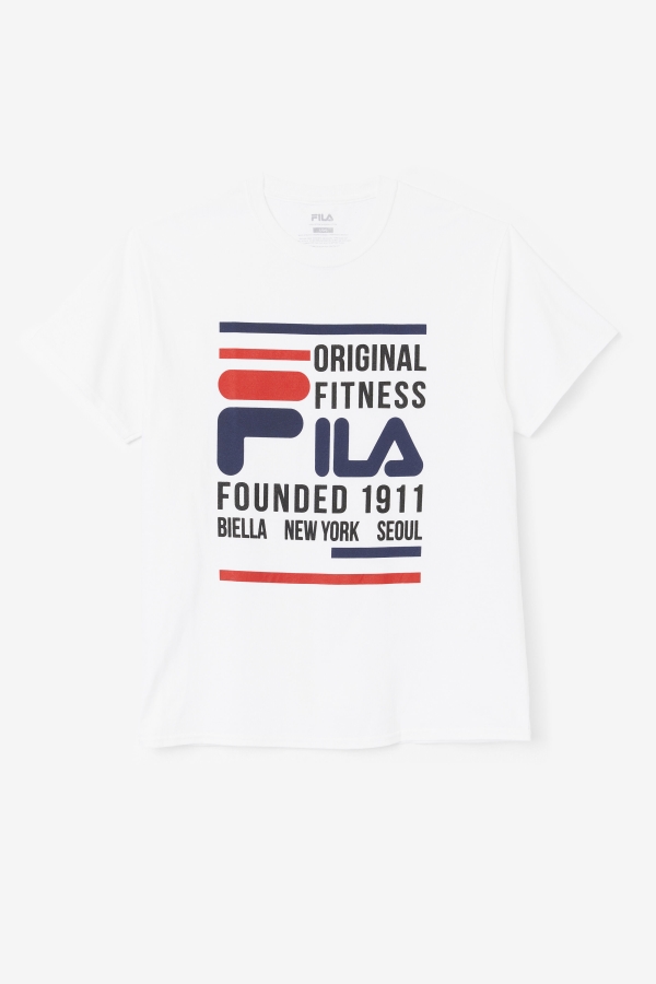 White-Navy-Red Original Fitness Tee Fila