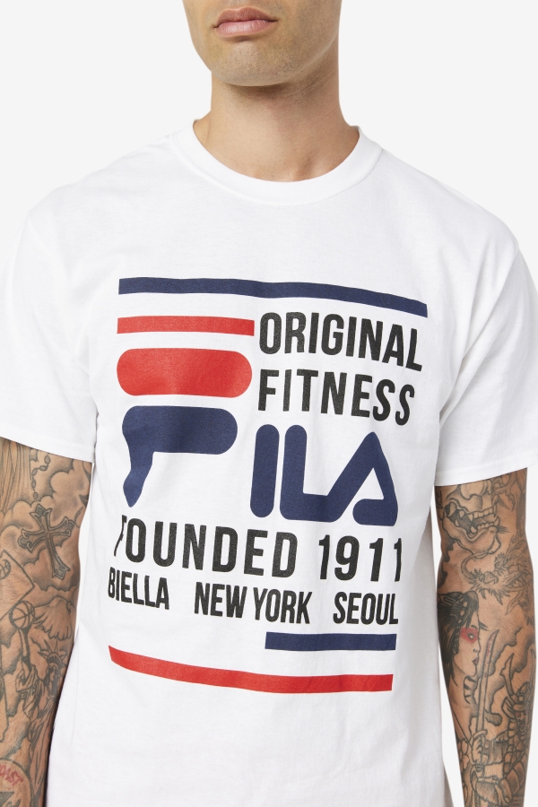 White-Navy-Red Original Fitness Tee Fila