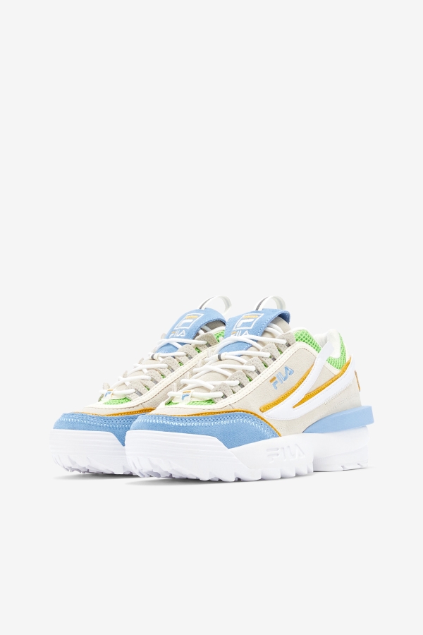 White-Dusk Blue-Jasmine Green Fila Women\'s Disruptor 2 EXP
