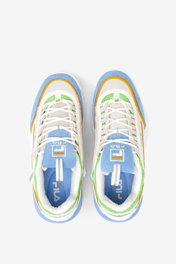 White-Dusk Blue-Jasmine Green Fila Women\'s Disruptor 2 EXP