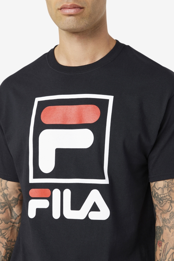 Fila Black-White-Red stacked tee shirt