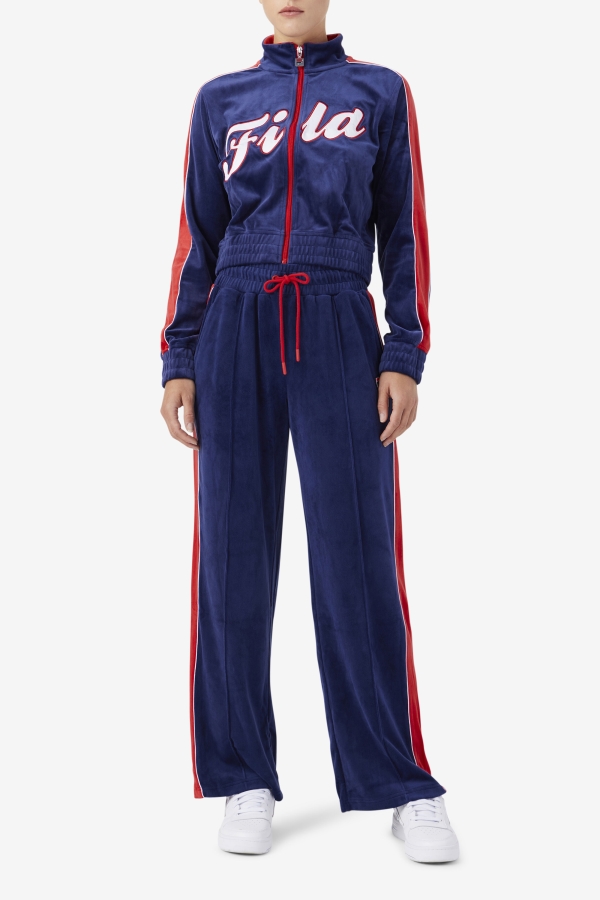 Navy-White-Red Fila Valery Velour Pant