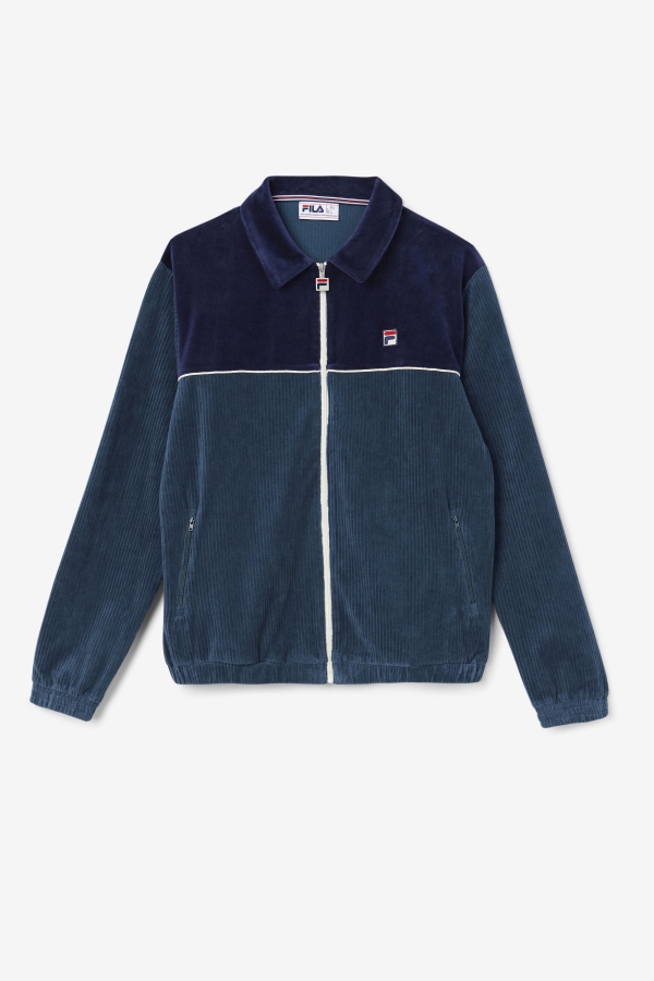 Teal-Navy-Egret Gerard Velour Jacket Fila
