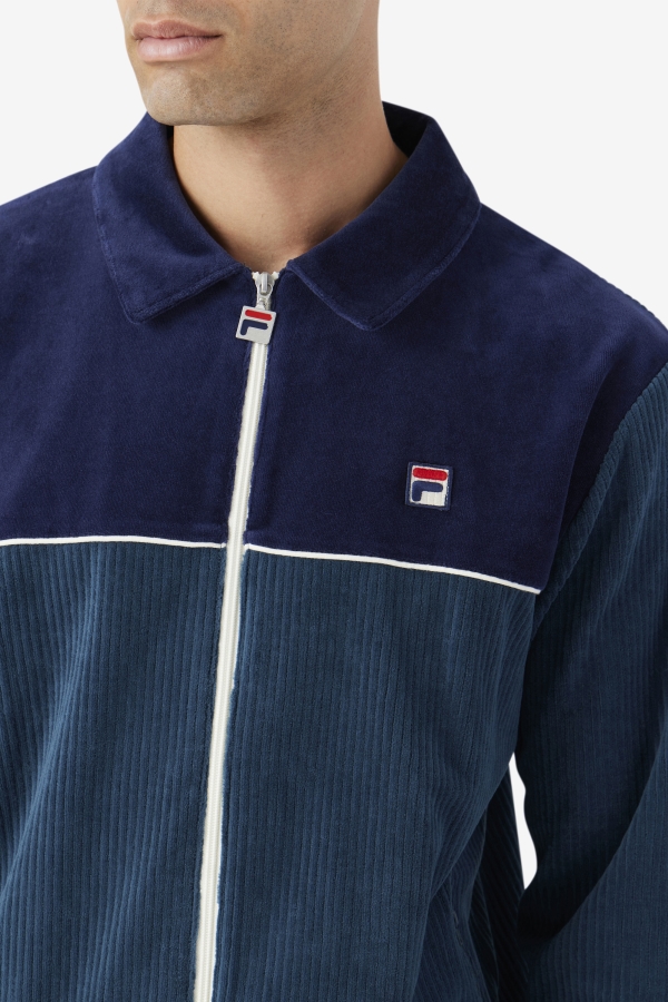 Teal-Navy-Egret Gerard Velour Jacket Fila