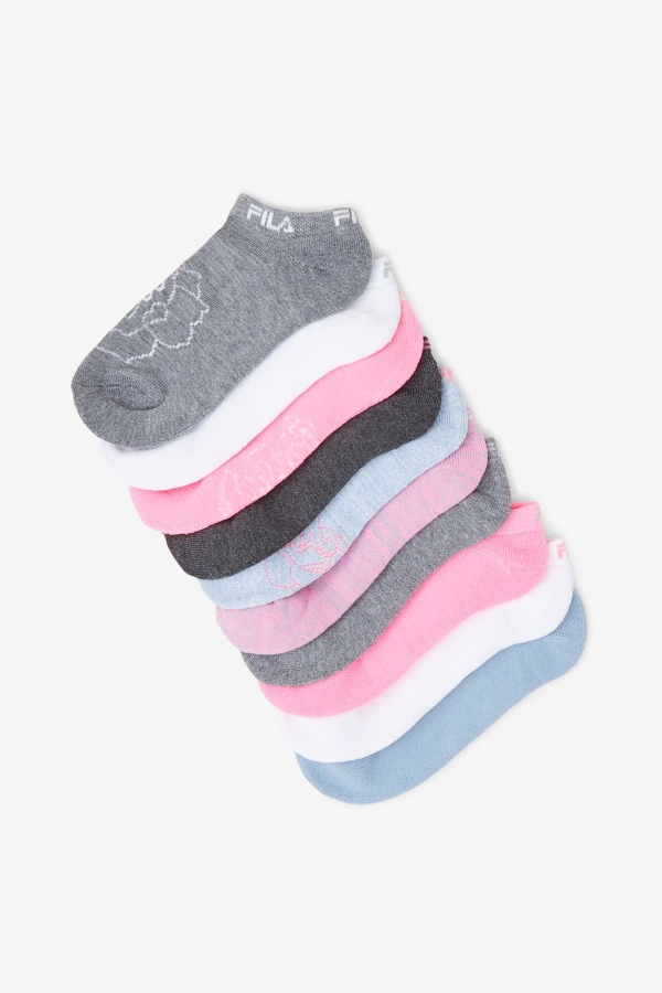 Girl\'s Floral No Show Sock 10-Pack Ltblue Fila