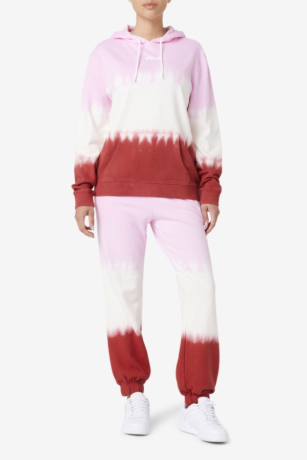 Fila Pirouette-White-Earth Red Aerolynn Tie Dye Hoodie