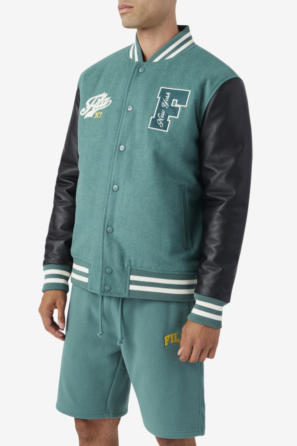 Josh Varsity Jacket Fila Blue Spruce-Black