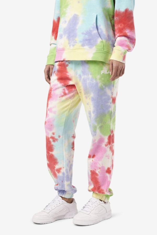 Green-White-Periwinkle-Red Fila Raleigh Tie Dye Jogger