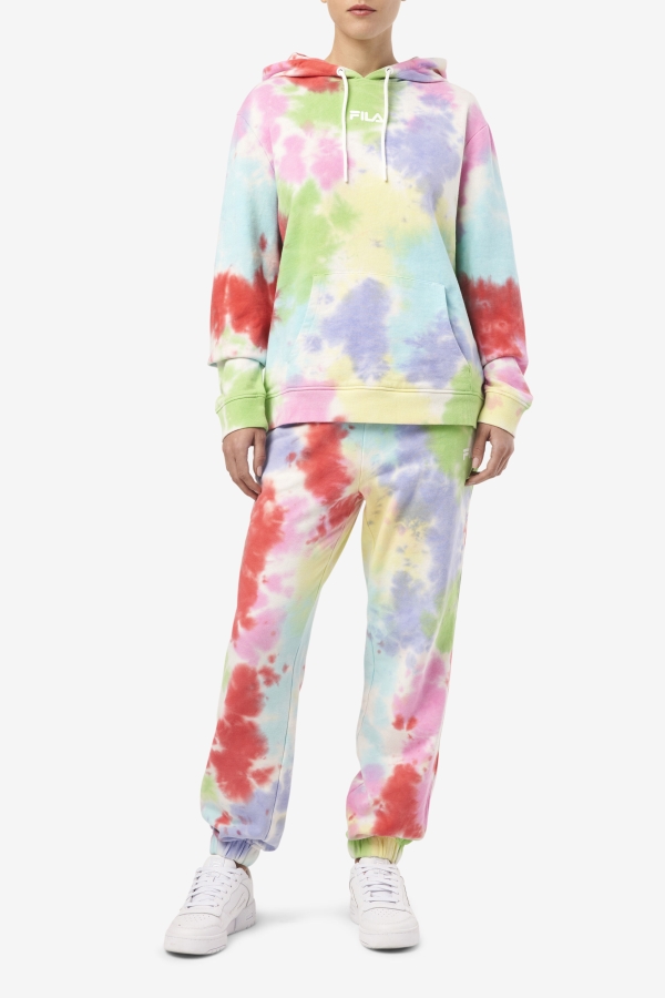 Green-White-Periwinkle-Red Fila Raleigh Tie Dye Jogger
