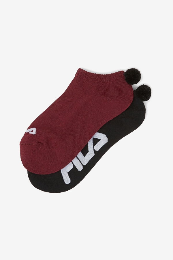 Fila Women\'s Tennis Pom Pom Sock 2-Pack Dark Red