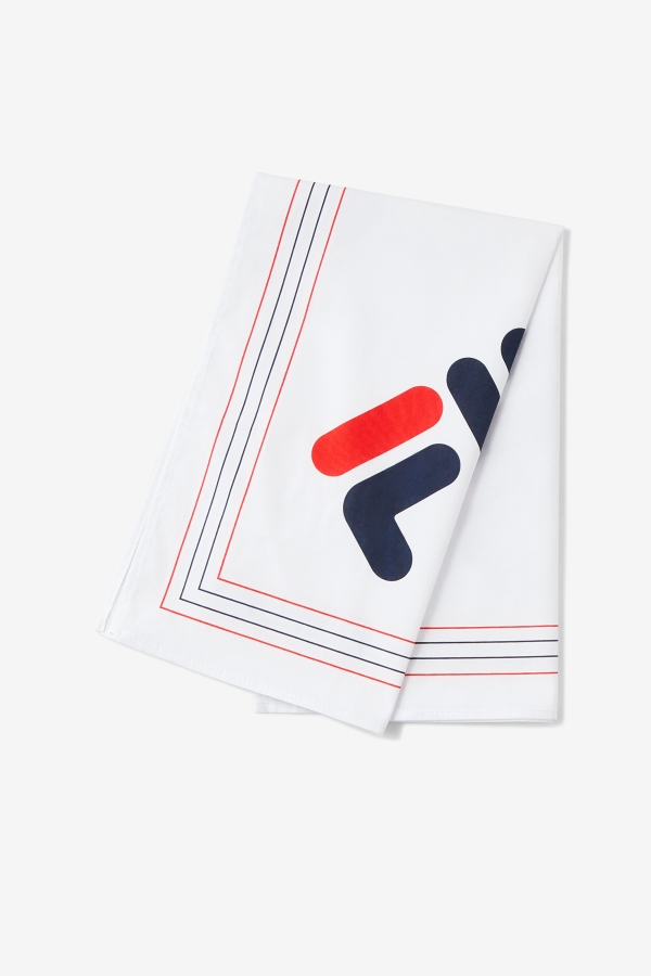 White Multi Fila Diagonal Logo Bandana
