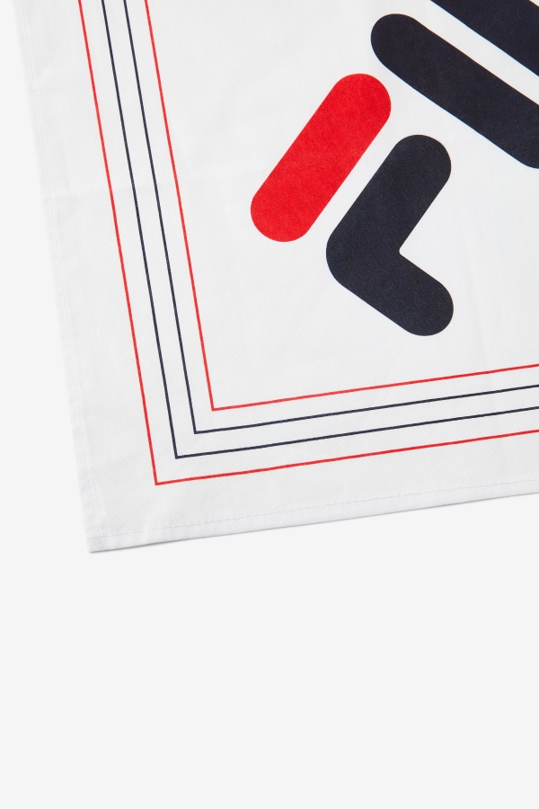 White Multi Fila Diagonal Logo Bandana