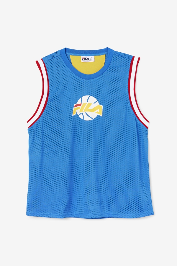 Fila Blue-White-Red-Gold Ovi Basketball Jersey