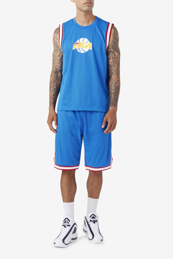 Fila Blue-White-Red-Gold Ovi Basketball Jersey